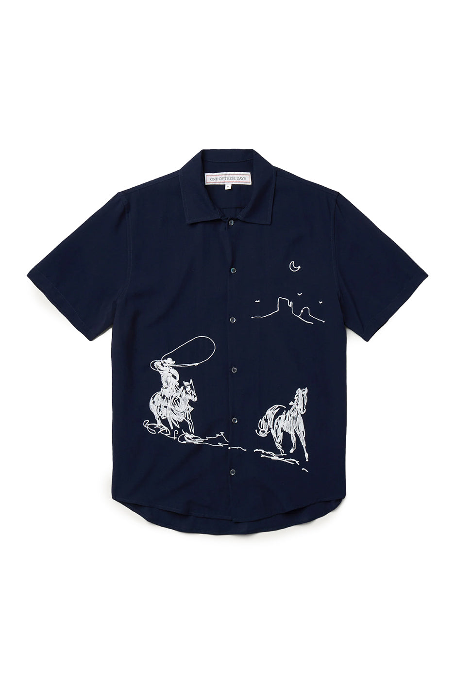One of These Days Into the Distance Camp Shirt 'Navy' - ROOTED