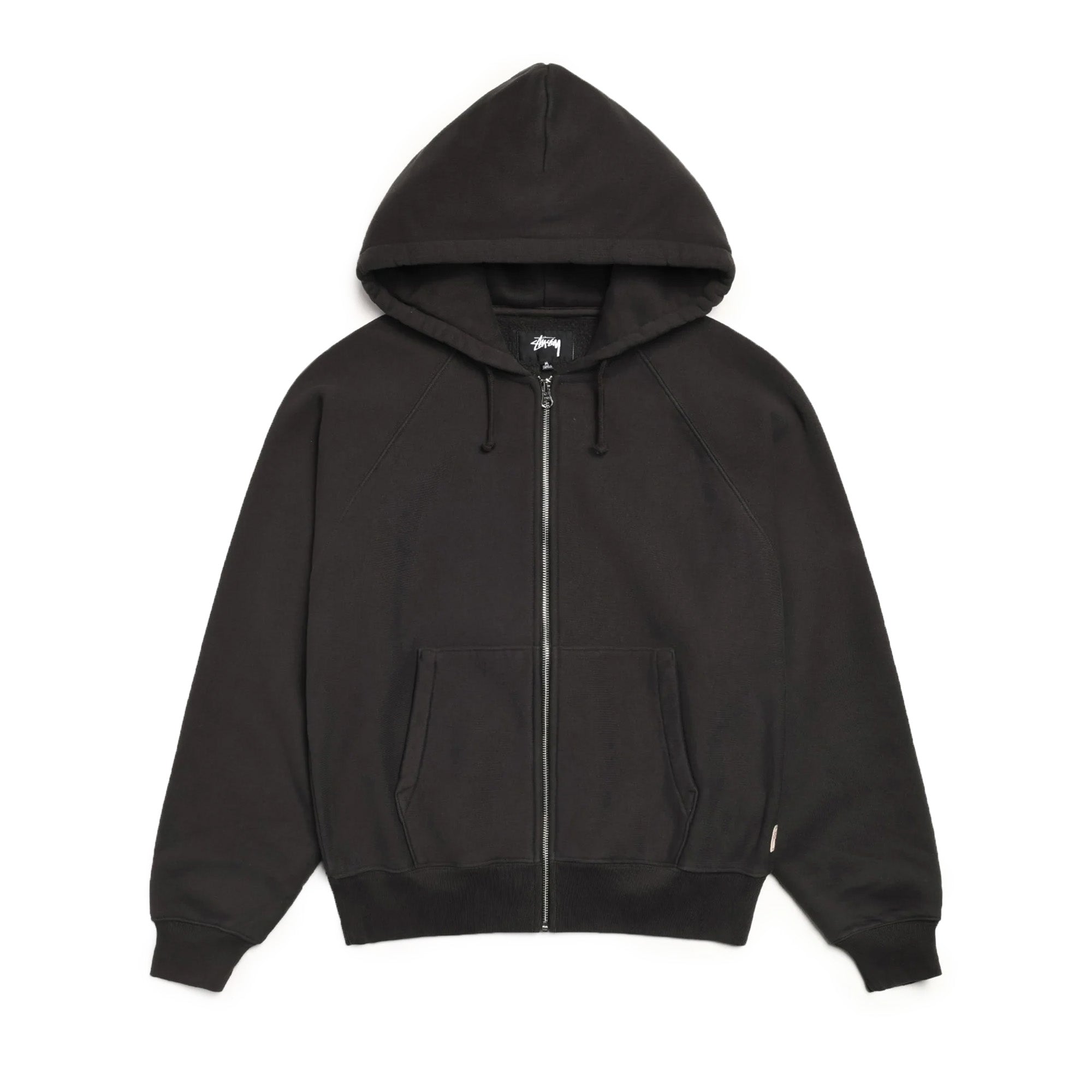 Stussy Raglan Zip Hoodie 'Washed Black' - ROOTED