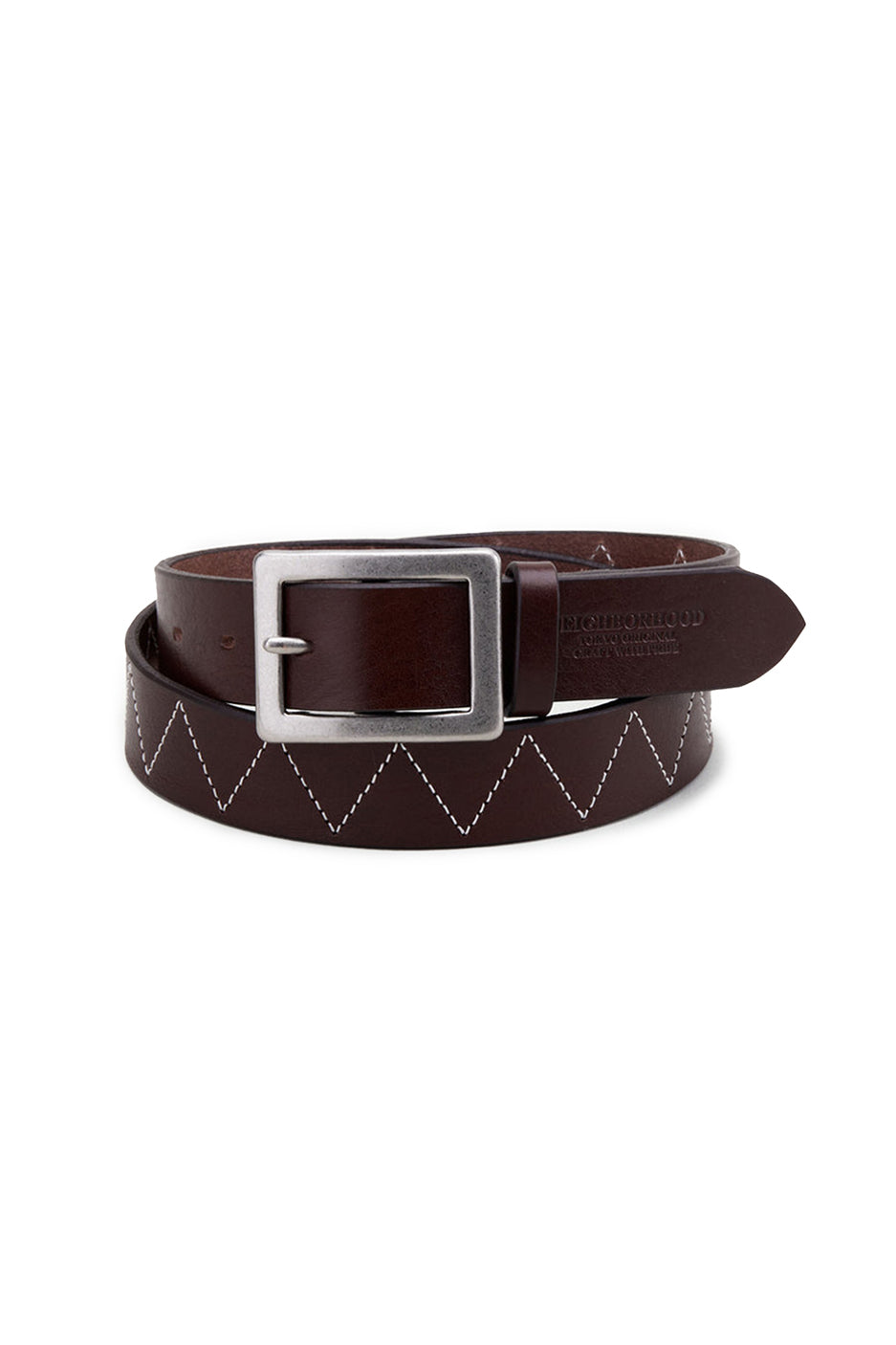 Neighborhood Wide Leather Belt 'Brown' - ROOTED