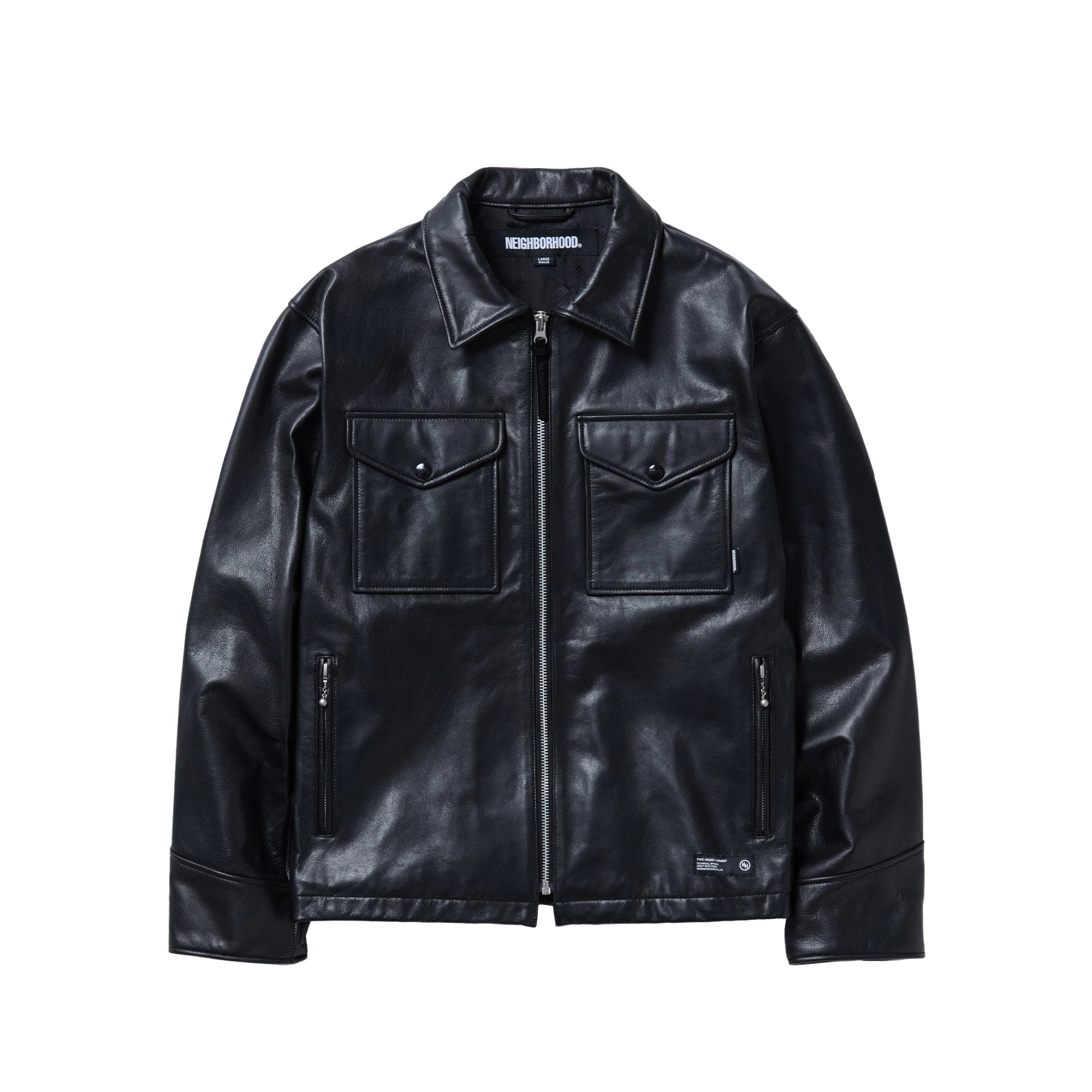 Neighborhood Leather PM Jacket 'Black' - ROOTED