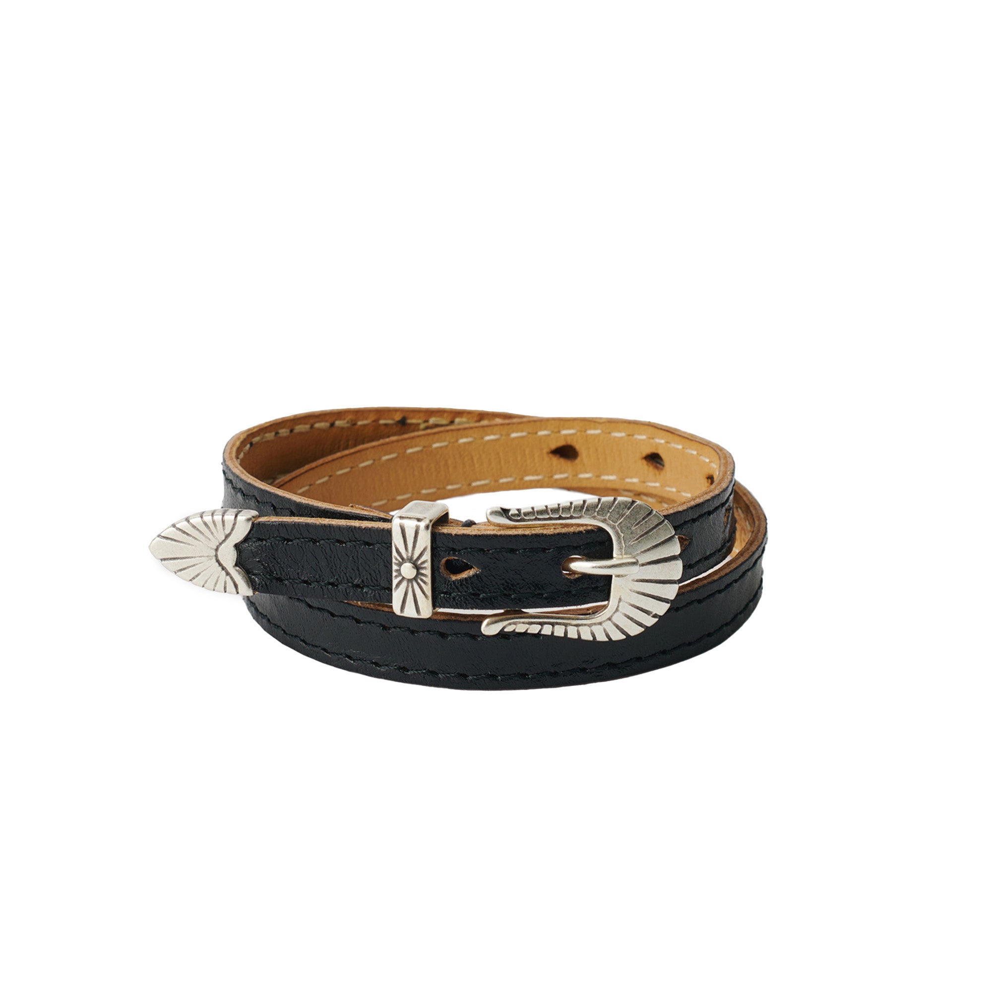 Our Legacy Cowboy Wrap Around Bracelet 'Deep Black Leather' - ROOTED