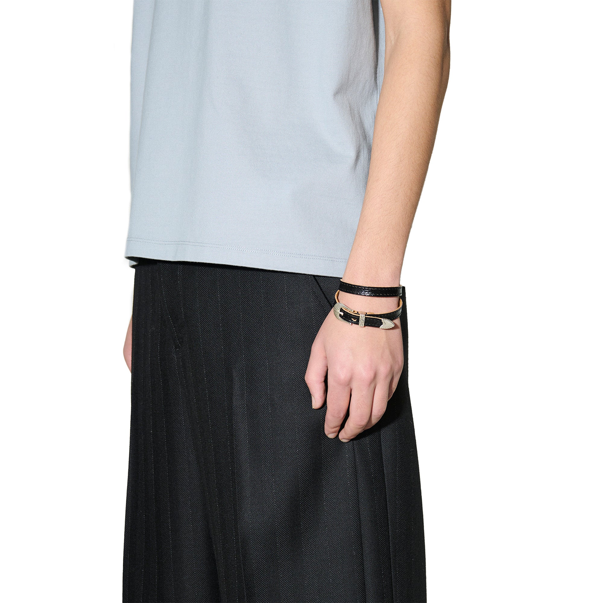 Our Legacy Cowboy Wrap Around Bracelet 'Deep Black Leather' - ROOTED