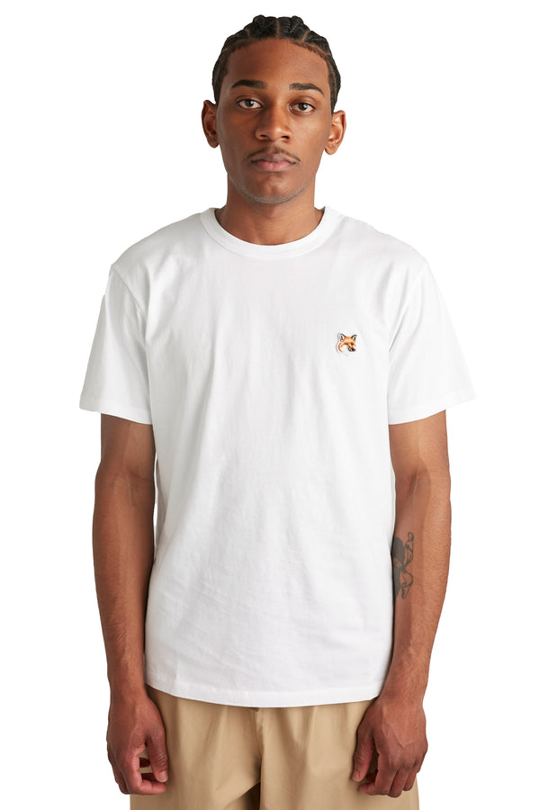 Maison Kitsune Mens Fox Head Patch Classic Tee 'White' - ROOTED