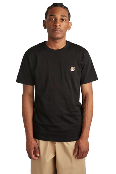 Maison Kitsune Mens Fox Head Patch Classic Tee 'Black' | ROOTED