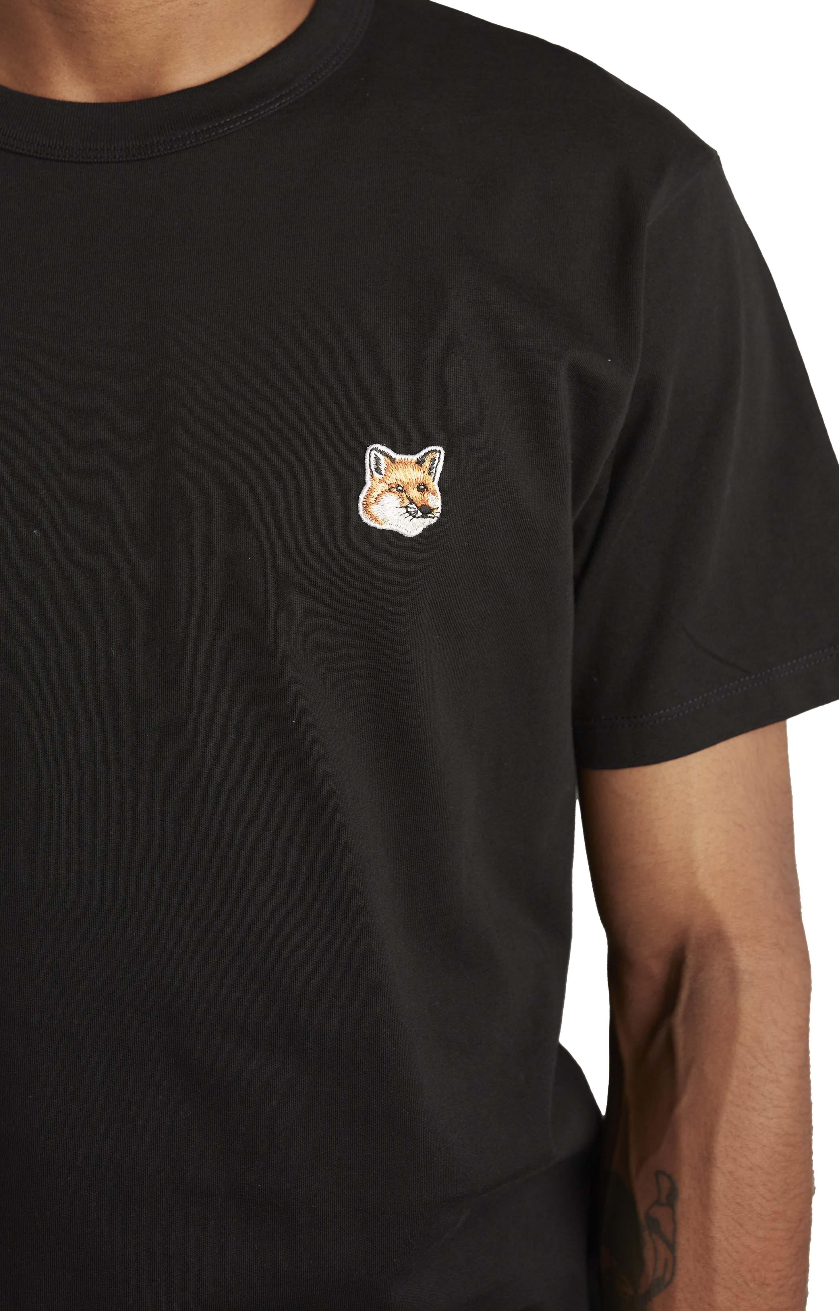 Maison Kitsune Mens Fox Head Patch Classic Tee 'Black' - ROOTED