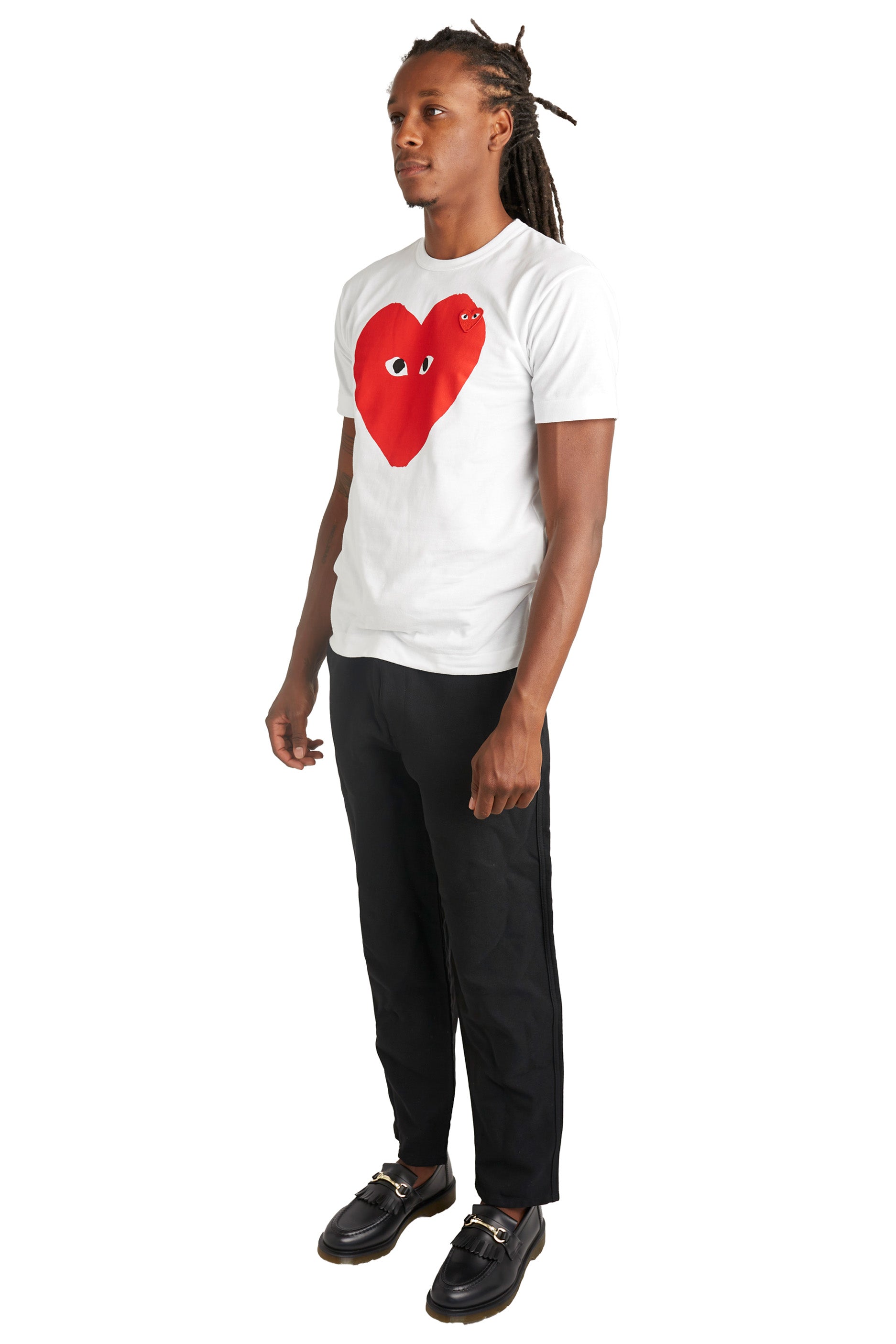 Comme des Garcons PLAY Red Small Eyes Tee 'White' - ROOTED