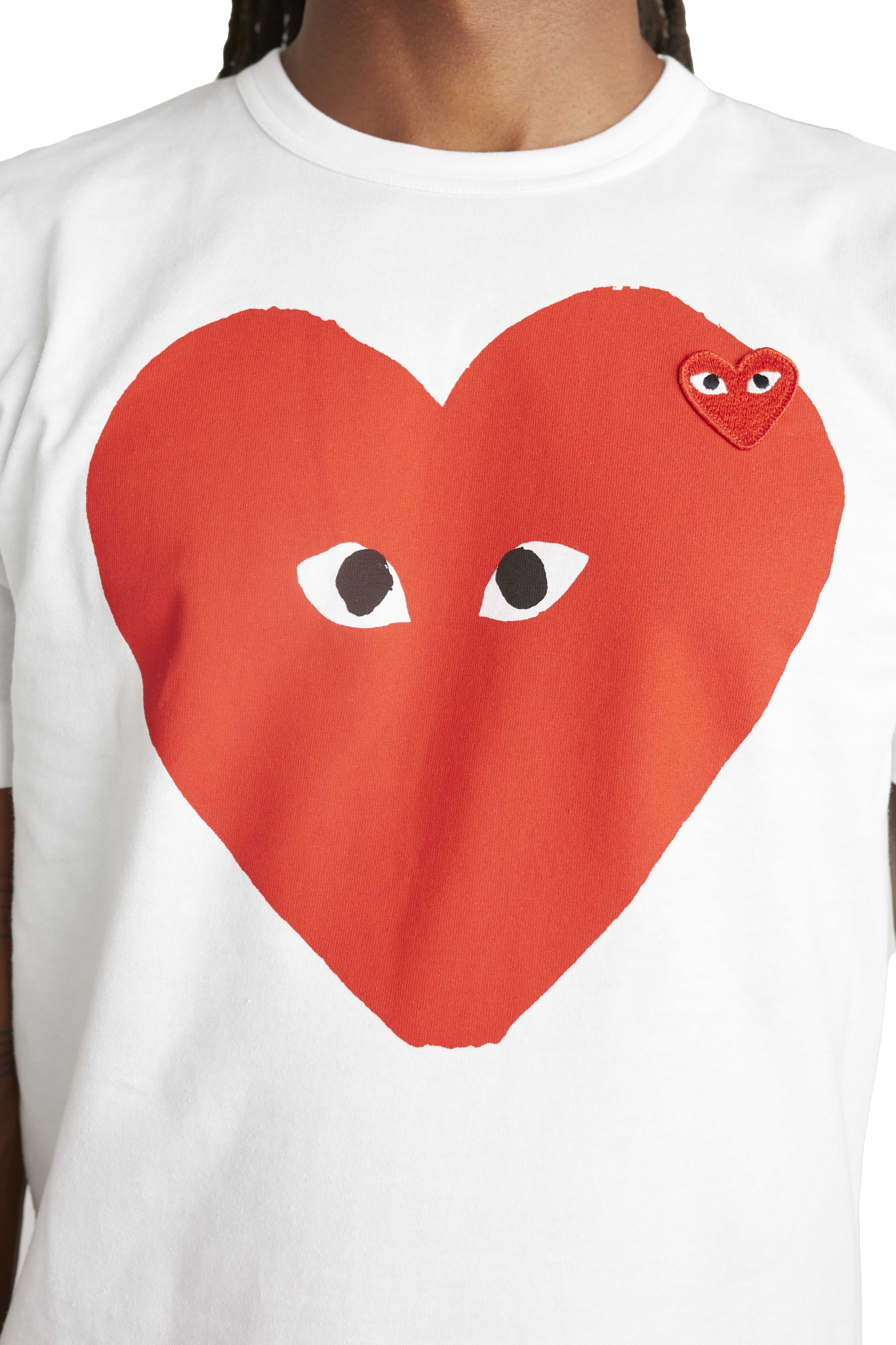 Comme des Garcons PLAY Red Small Eyes Tee 'White' - ROOTED