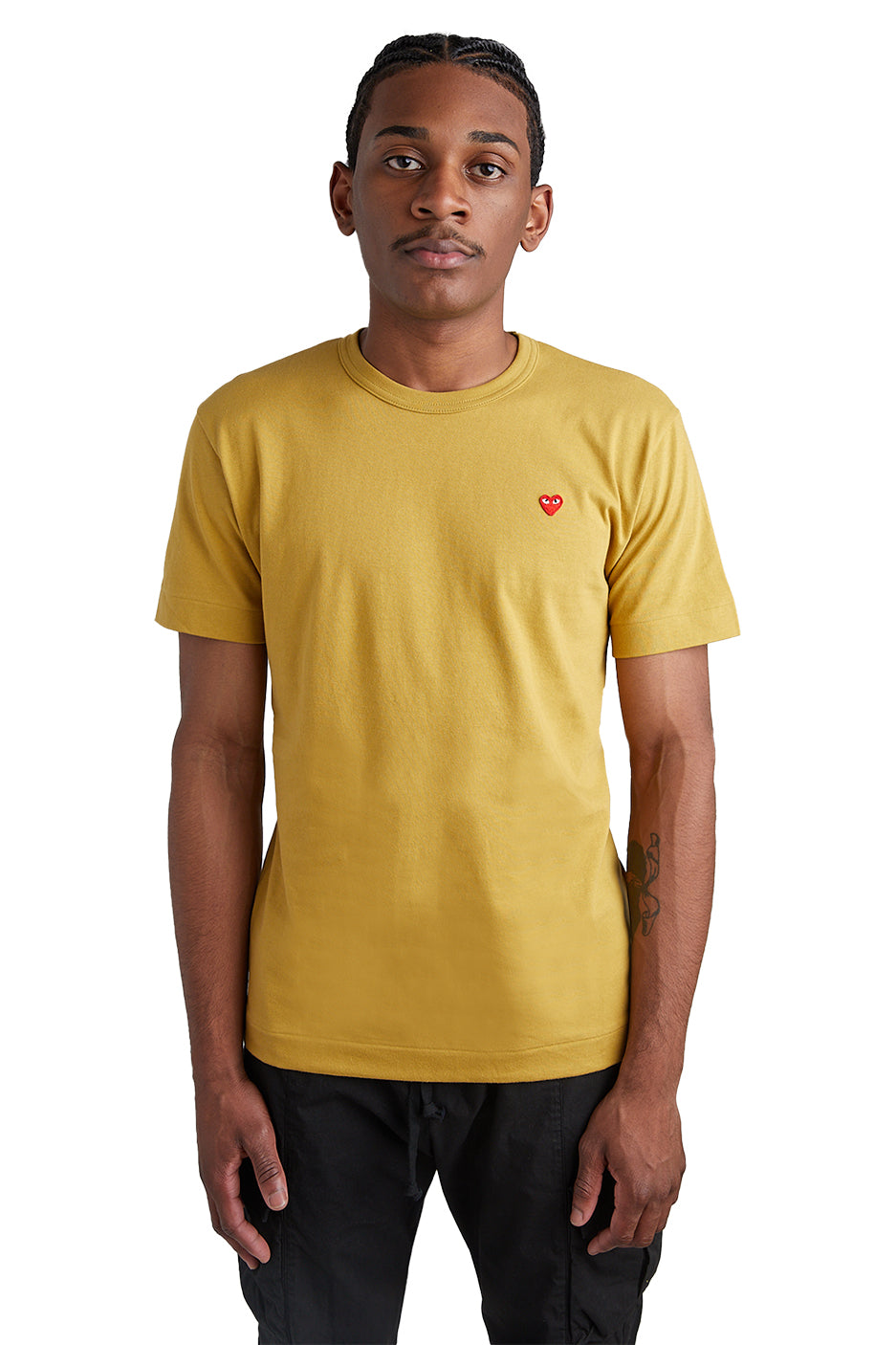 COMME des GARÇONS PLAY Small Heart Tee 'Mustard' - ROOTED