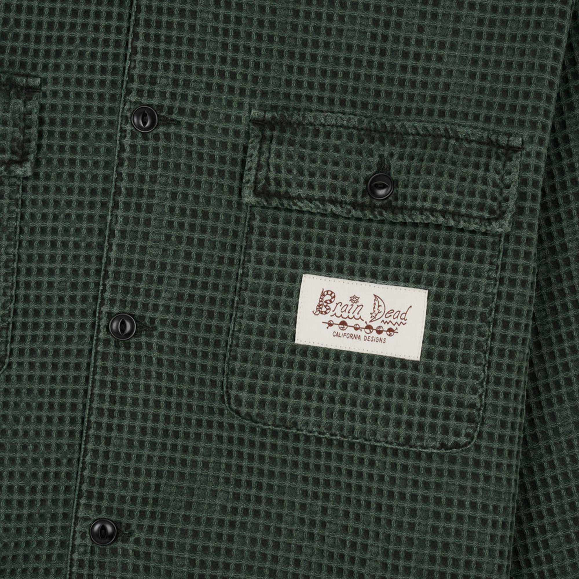 Brain Dead Waffle Button Up 'Dark Green'