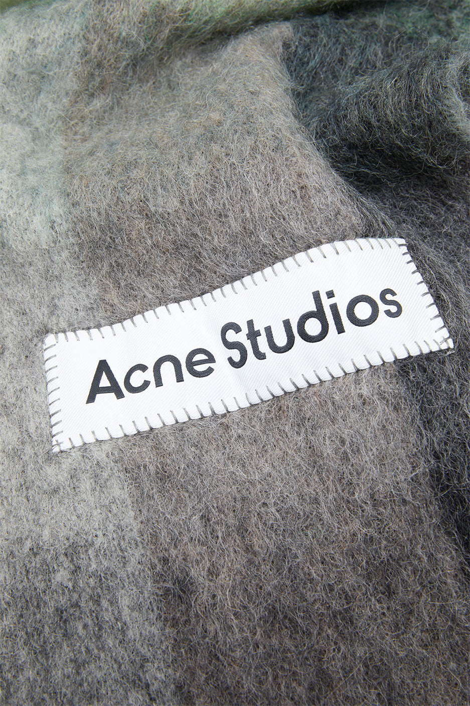 Acne Studios Wool Mohair Check Scarf 'Green/Grey'