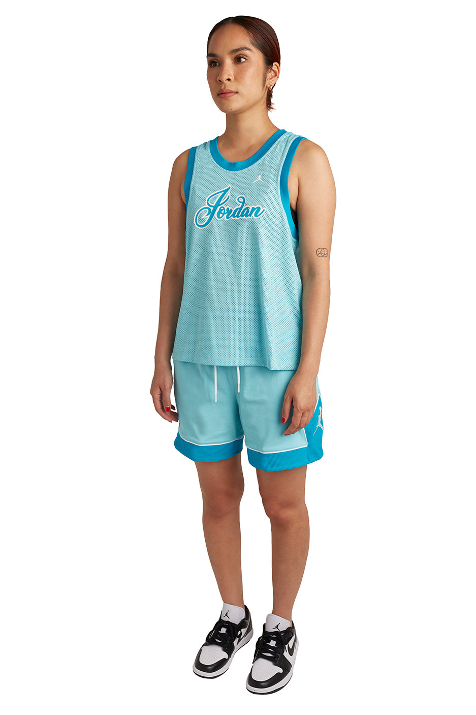 Jordan Womens Essentail Shorts 'Bleached Aqua' - ROOTED