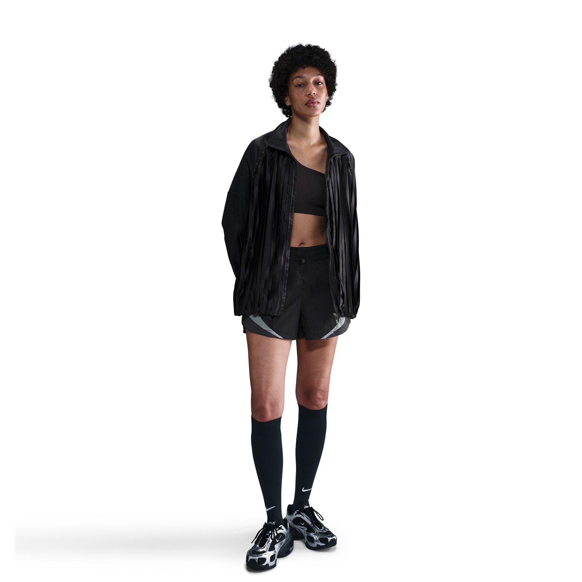 Womens Nike Sportswear Pleated Track Jacket 'Black' - ROOTED