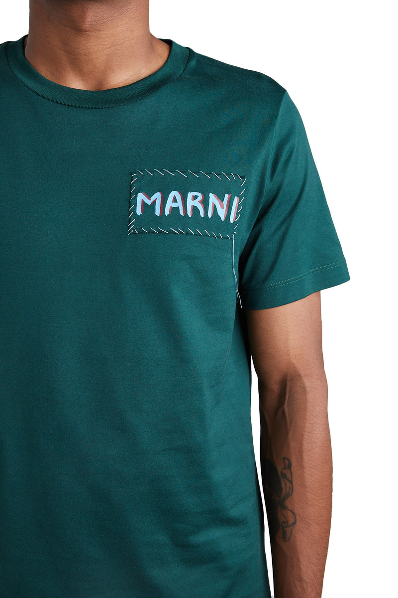 Marni Stitch Logo Tee 'Spherical Green' - ROOTED