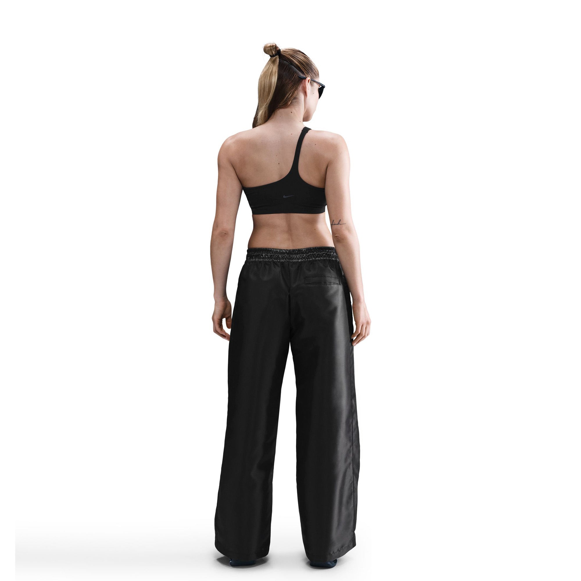 Womens Nike Sportswear Windrunner Shine Pants 'Black/White' - ROOTED