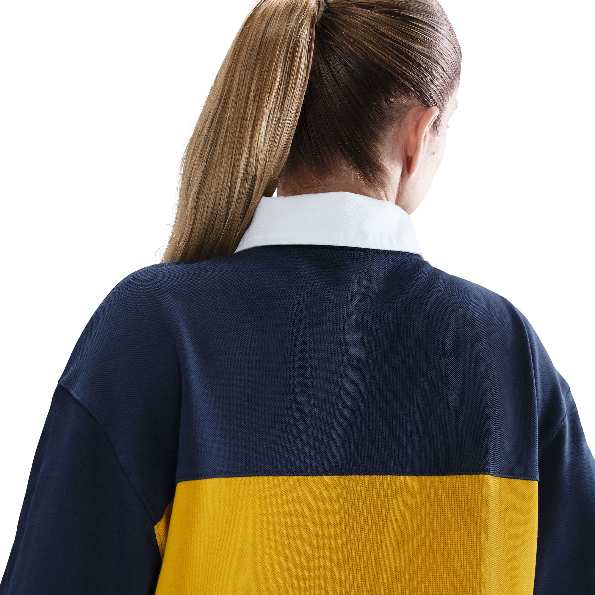 Womens Nike Sportswear Oversized SS Polo 'Midnight Navy/Dark Sulfur' - ROOTED