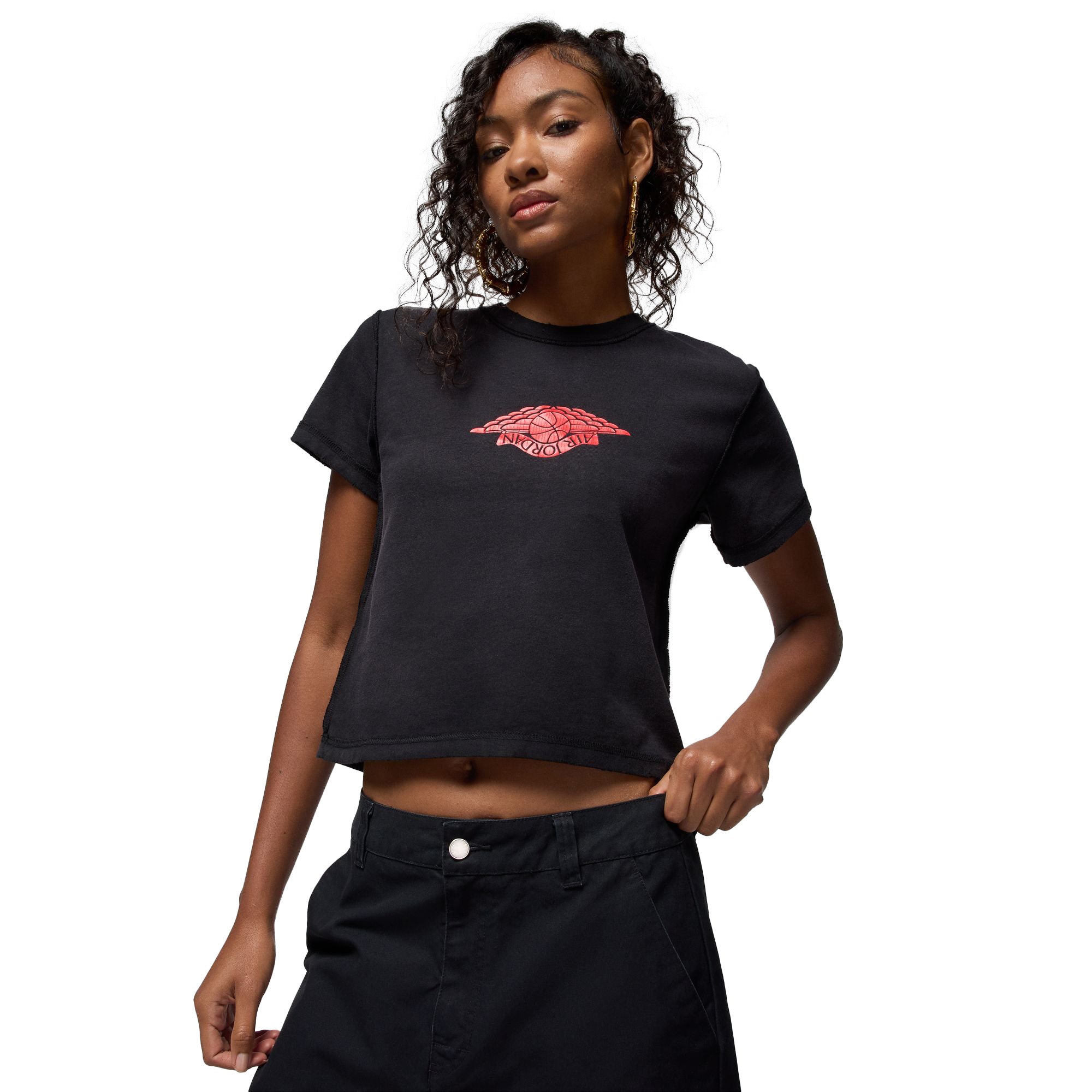 Womens Jordan Rare Air Tee 'Black' - ROOTED