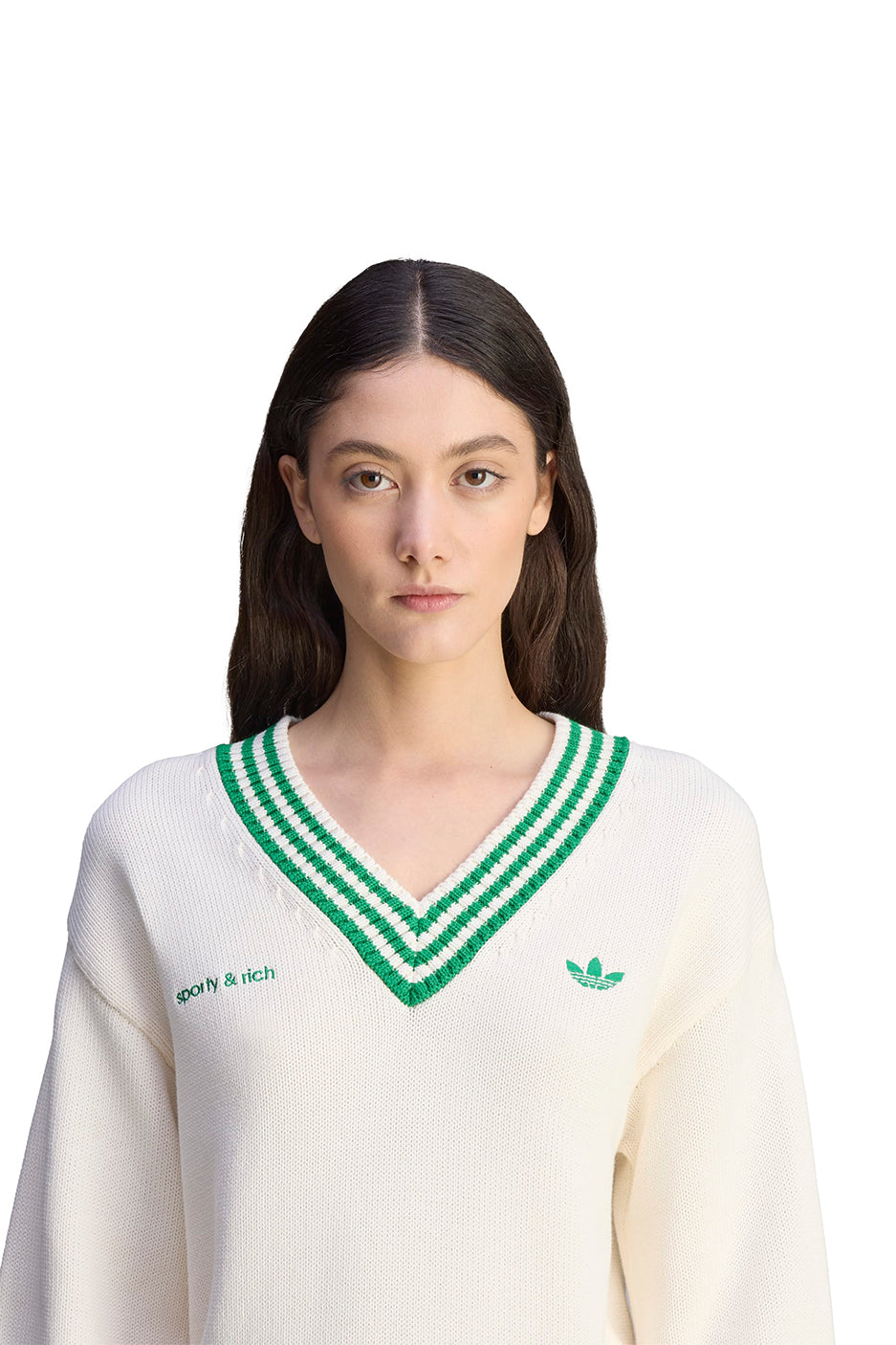 Womens adidas x Sporty & Rich Sweater 'Off White' - ROOTED