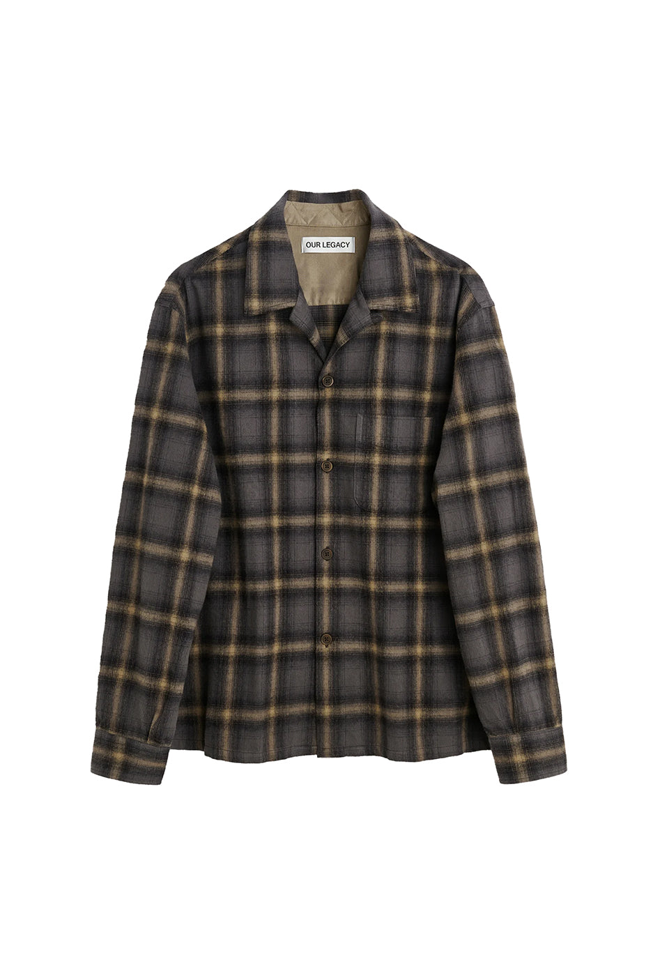 Our Legacy Heusen Hairy Flannel Shirt 'Oyster Check' - ROOTED