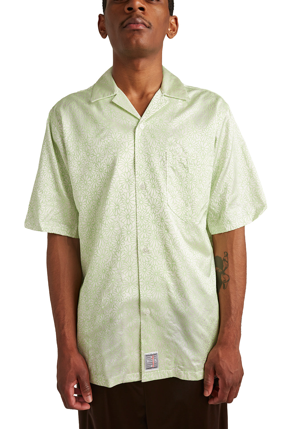 Martine Rose Mens Hawaiian Shirt 'Green Floral' - ROOTED