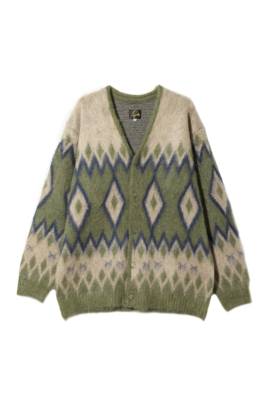 Needles Mohair Diamond Cardigan 'Olive' - ROOTED