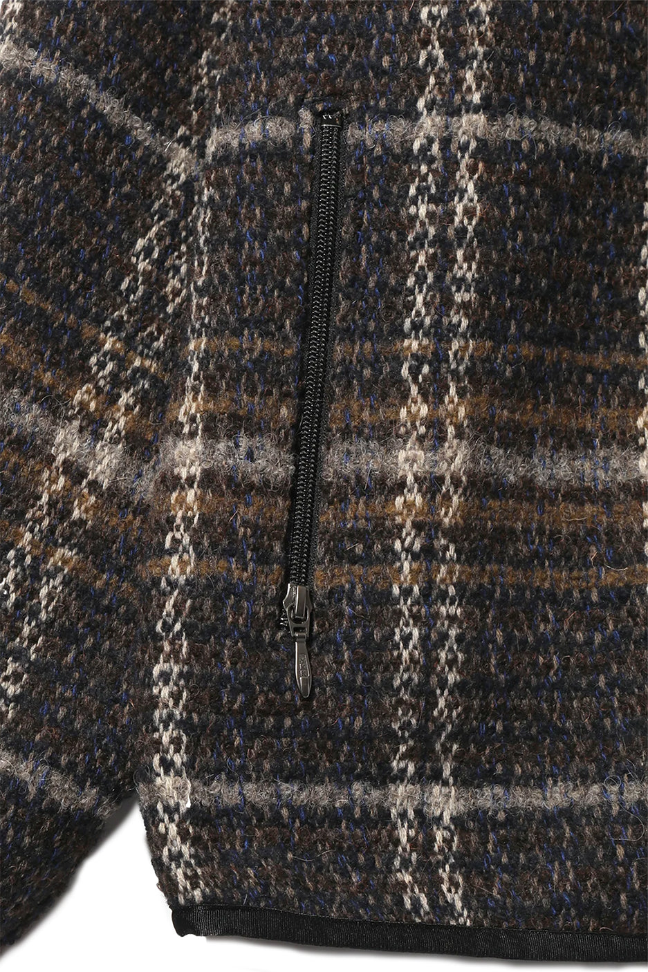 Needles W.U. Piping Plaid Tweed Jacket 'Navy/Brown' - ROOTED