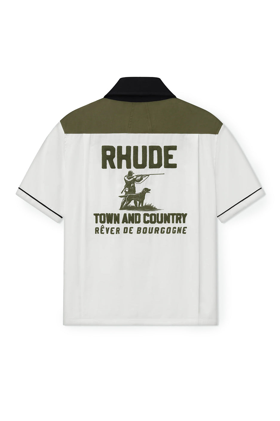 Rhude Town and Country Bowling Shirt 'Military Green/Off White'