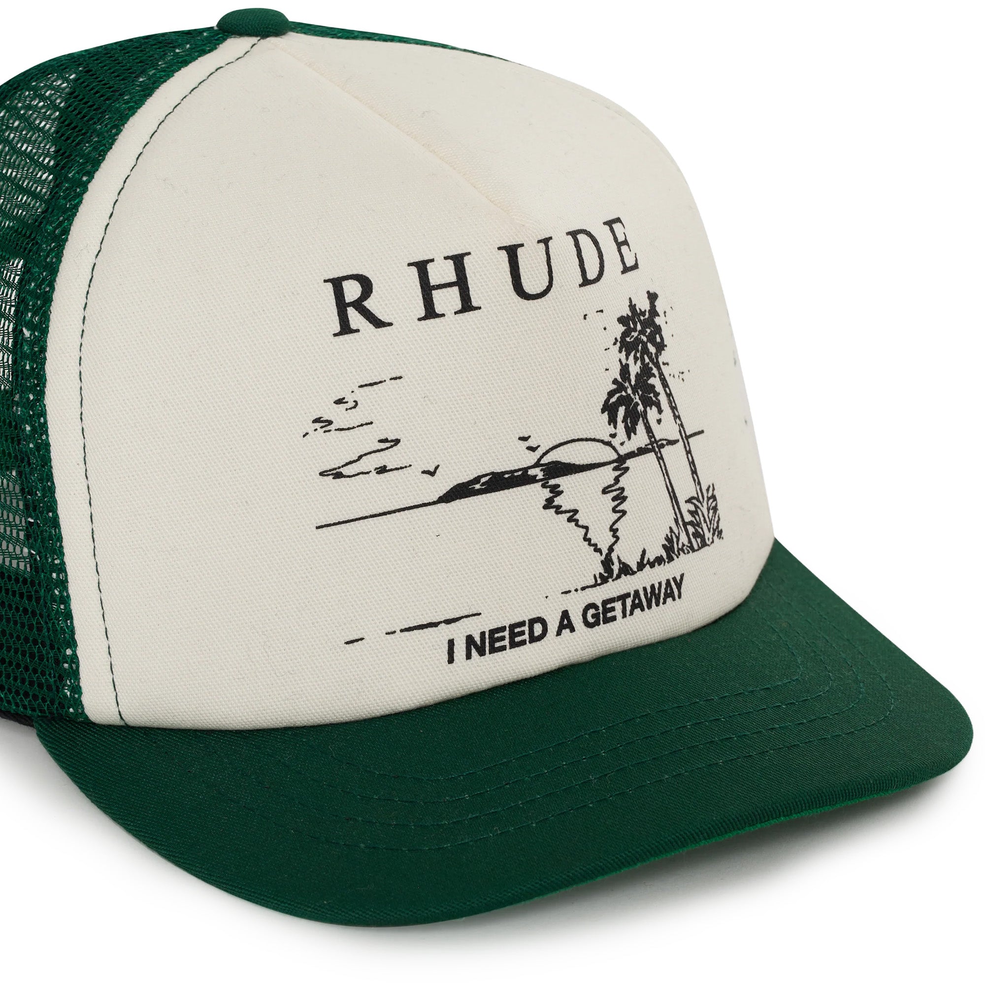 Rhude Getaway Trucker Hat 'Green/White' - ROOTED