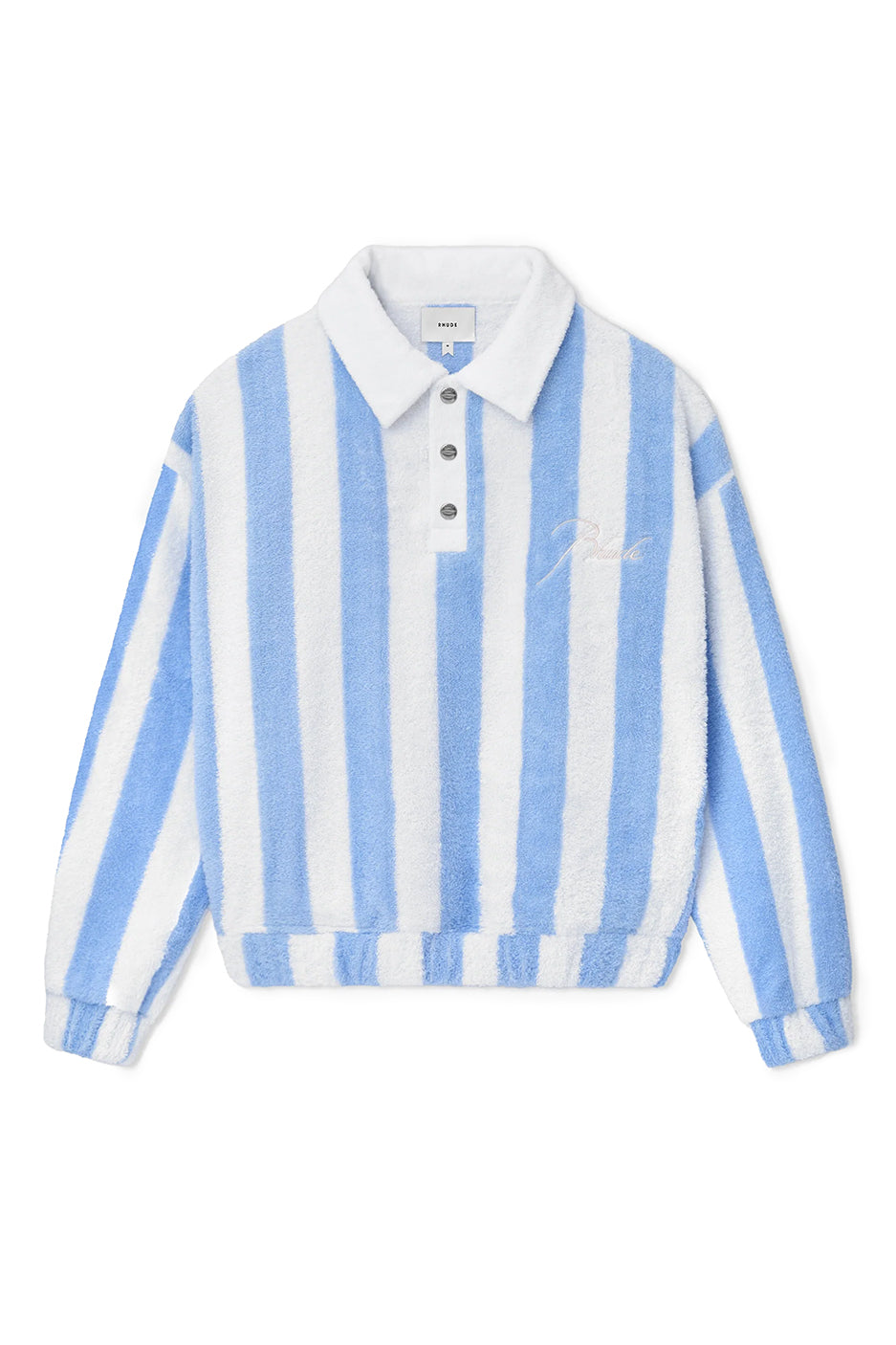 Rhude Striped Loop Terry Polo 'White' - ROOTED