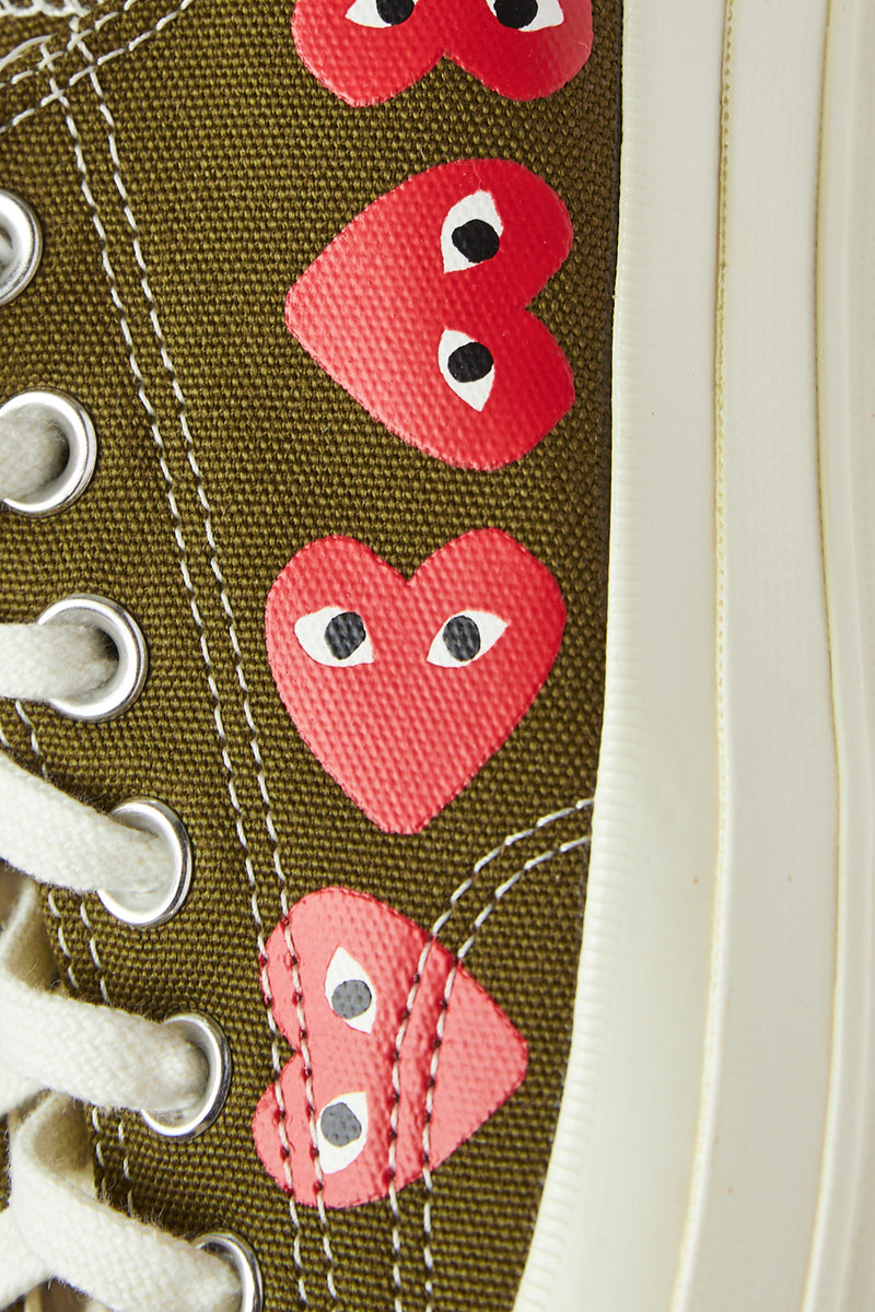 COMME des GARÇONS Play Converse Multi Heart Low 'Olive' - ROOTED