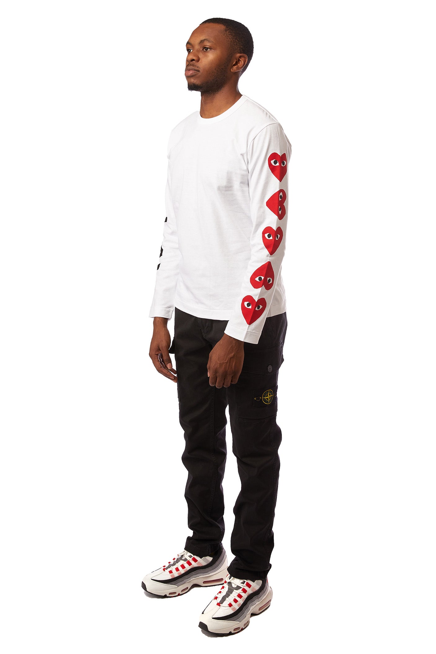 COMME des GARÇONS PLAY L/S Logo Tee 'White/Red' - ROOTED
