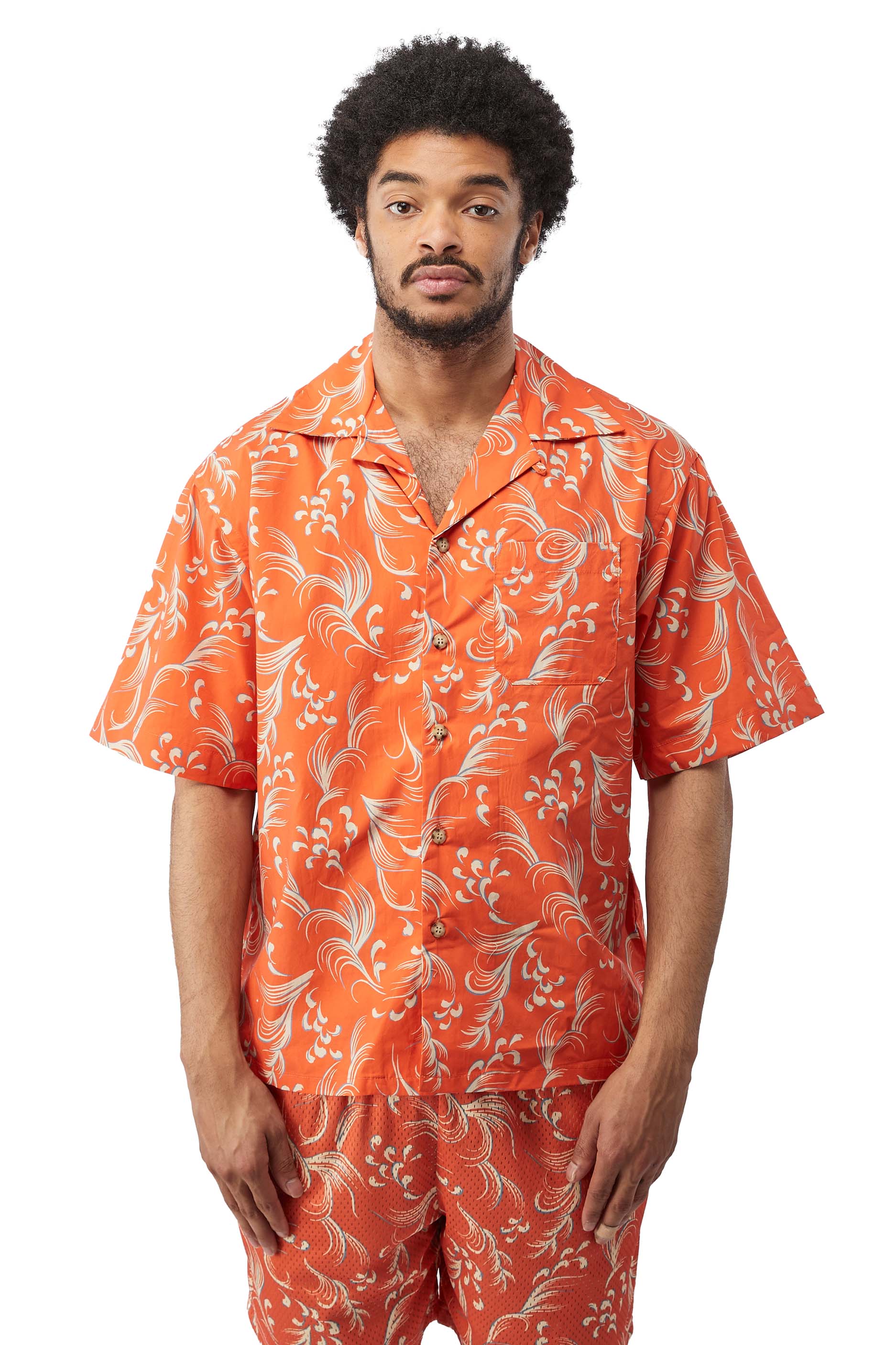 John Elliott Camp Shirt 'Orange' - ROOTED