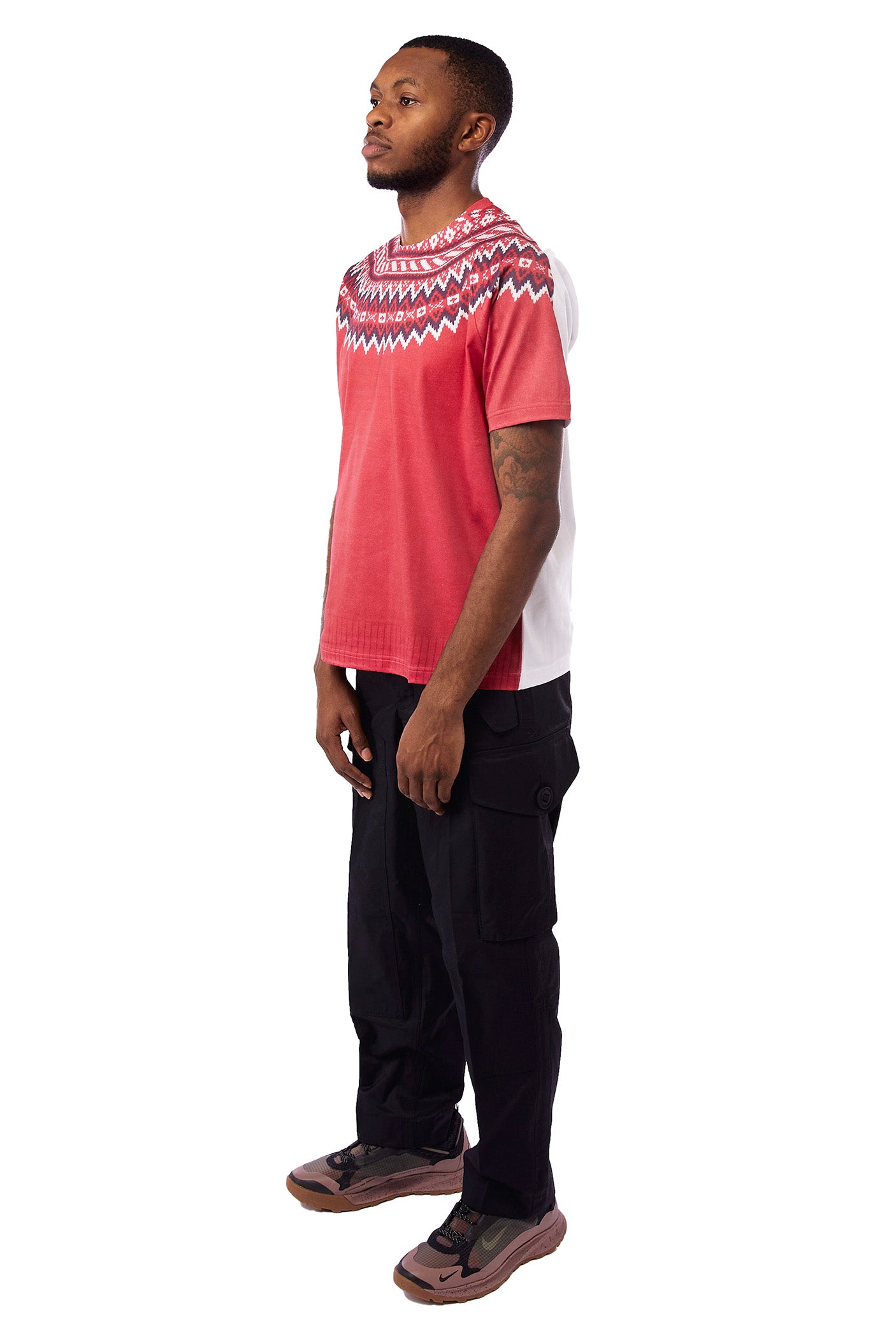 Junya Watanabe Sweater Print Tee 'Red/White' - ROOTED