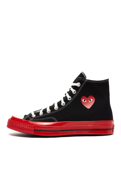 George Bernard intellectueel Potentieel Comme des Garcons PLAY x Converse Chuck 70 High Shoes Black/Red | ROOTED