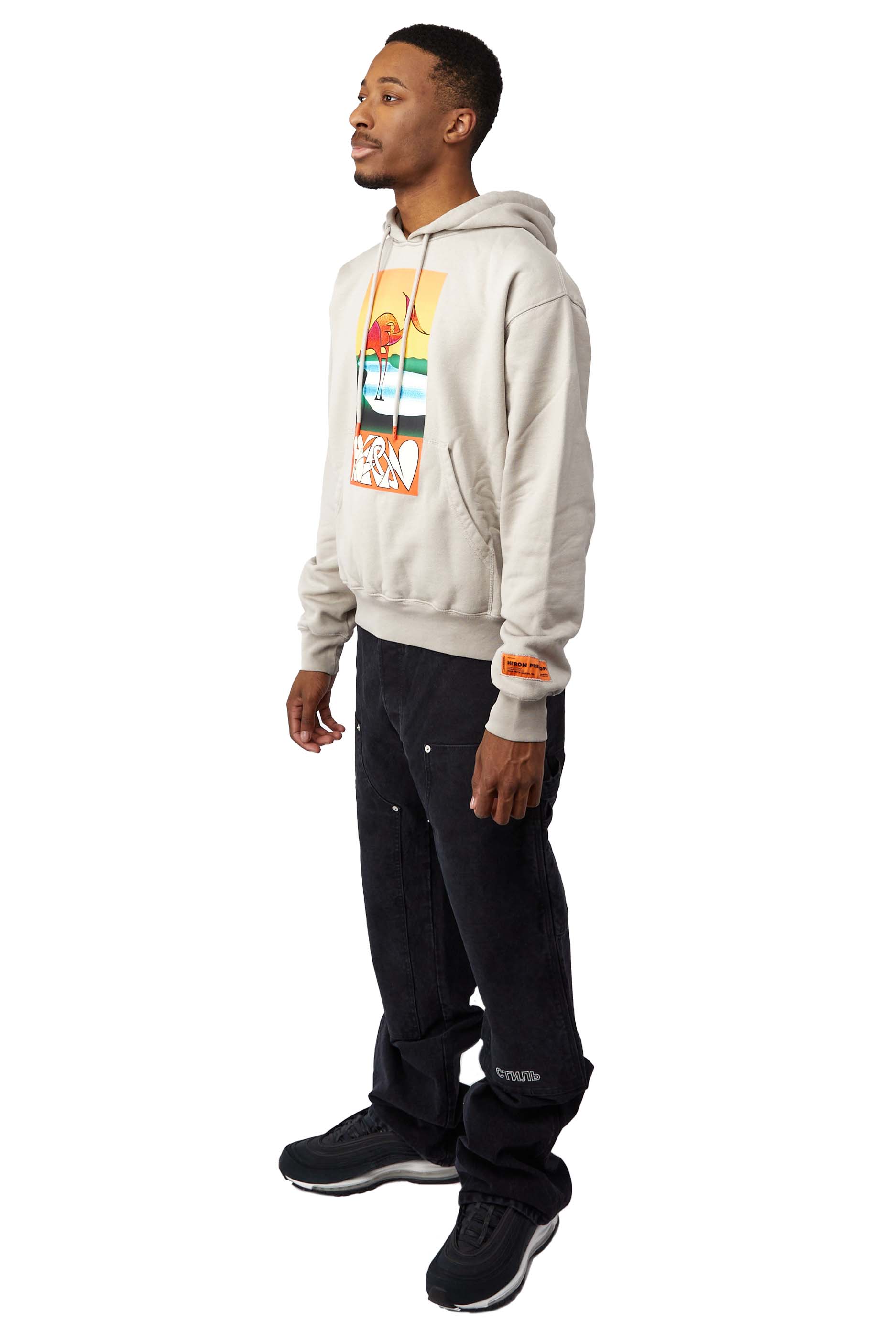 Heron Preston Heron Abstract Hoodie 'Grey/Orange' - ROOTED