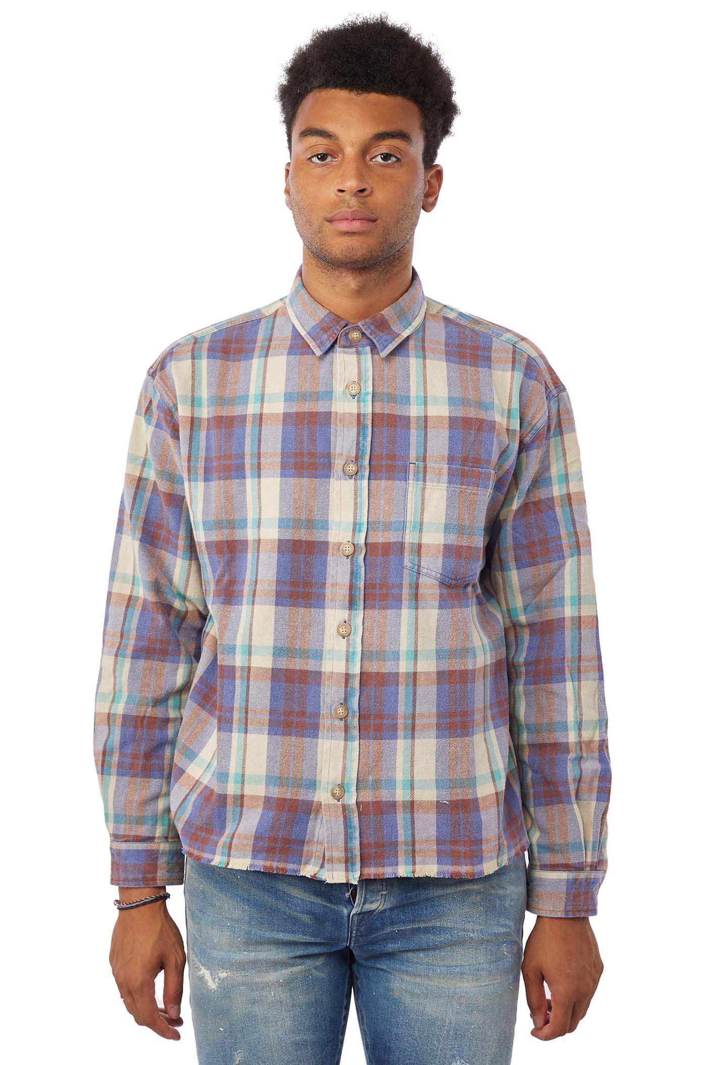 John Elliott Mens Hemi Oversized Shirt (Burgundy) - ROOTED