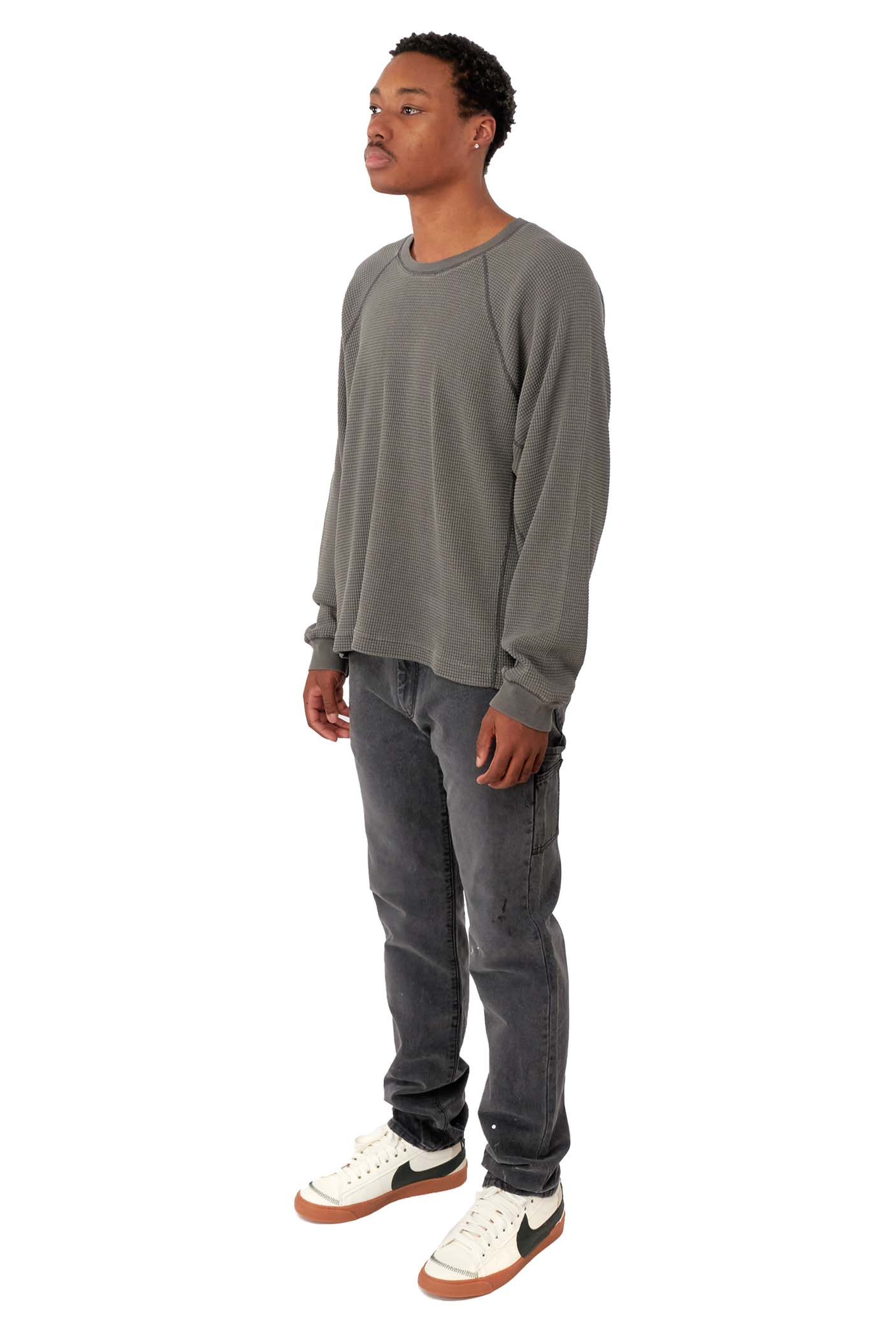 John Elliott Mens Thermal Crew 'Washed Black' - ROOTED