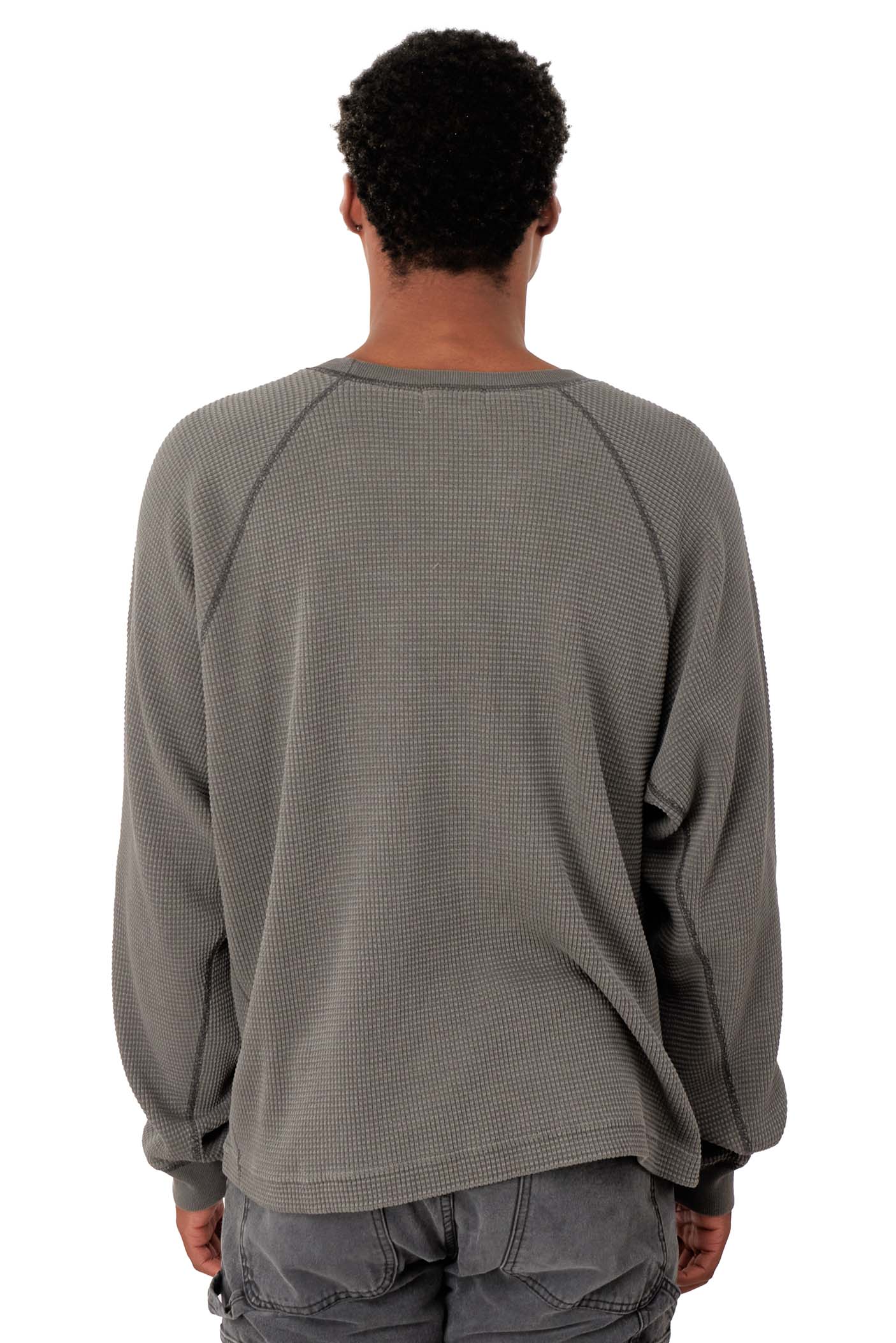 John Elliott Mens Thermal Crew 'Washed Black' - ROOTED