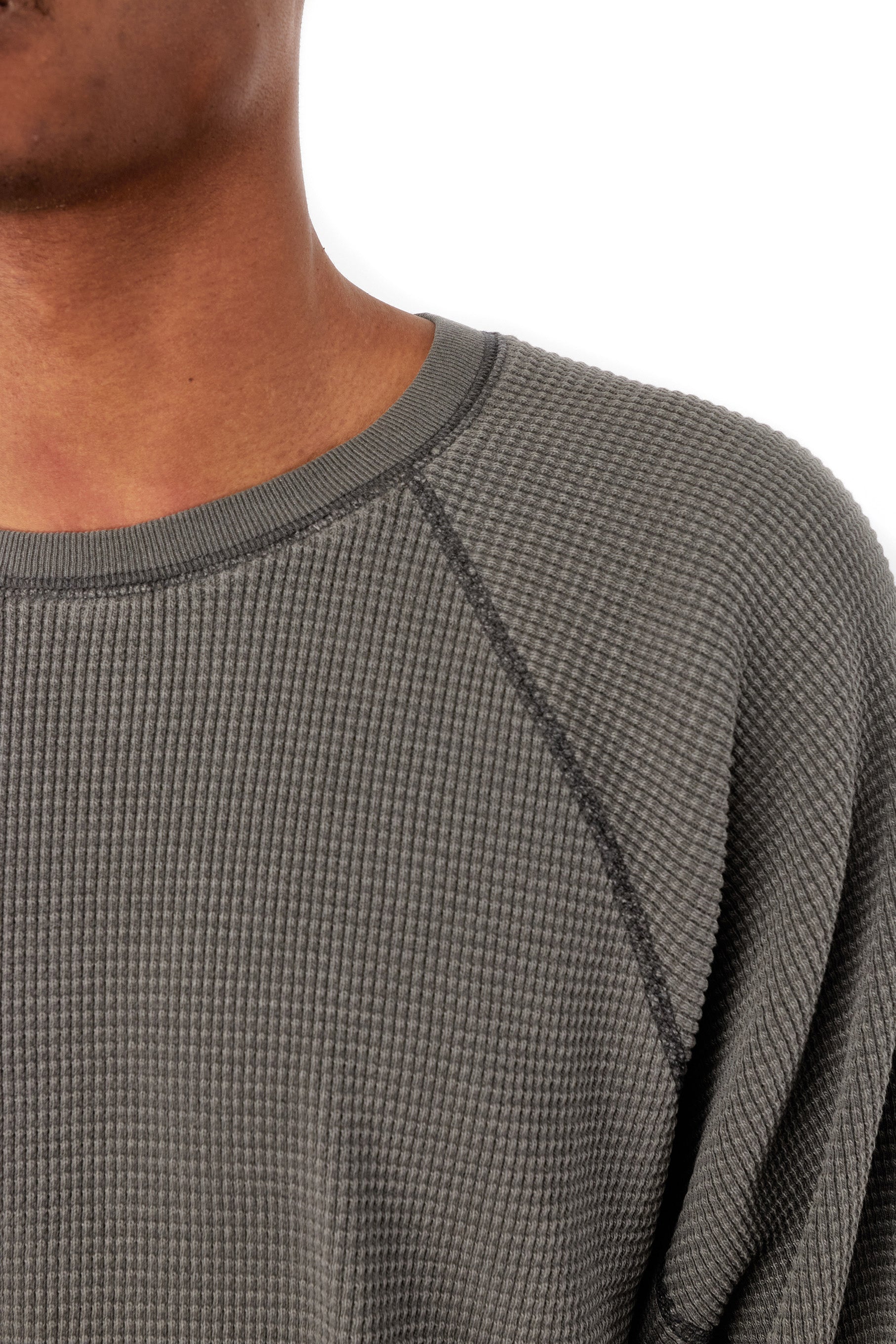 John Elliott Mens Thermal Crew 'Washed Black' - ROOTED