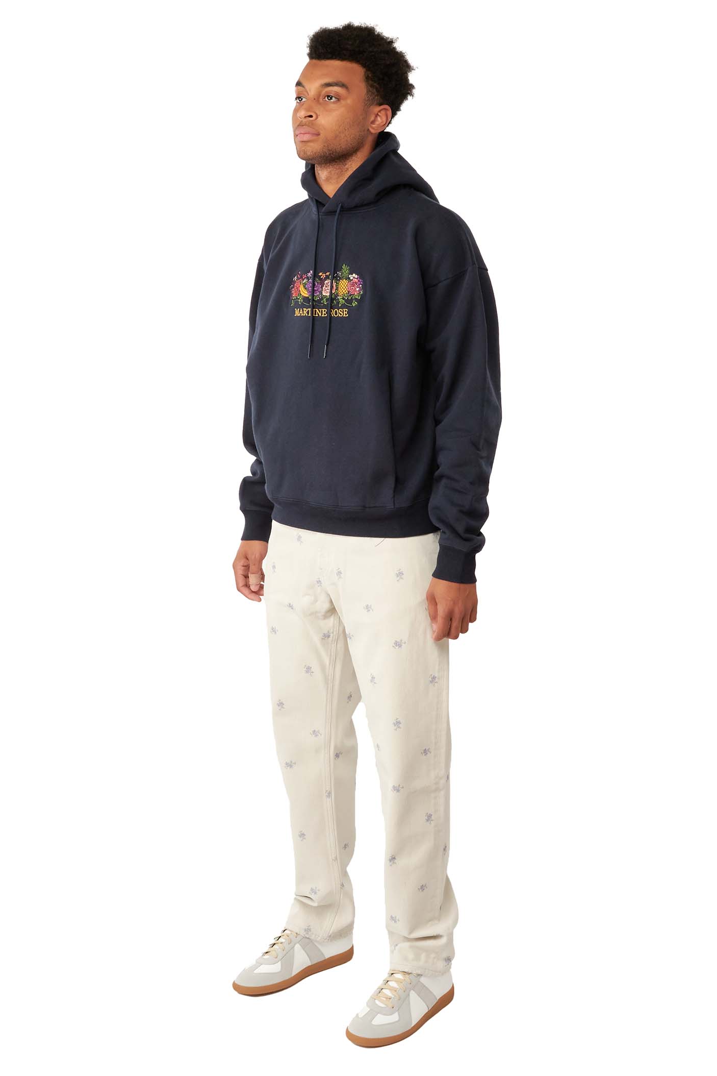 Martine Rose Mens Pullover Hoodie 'Navy' - ROOTED