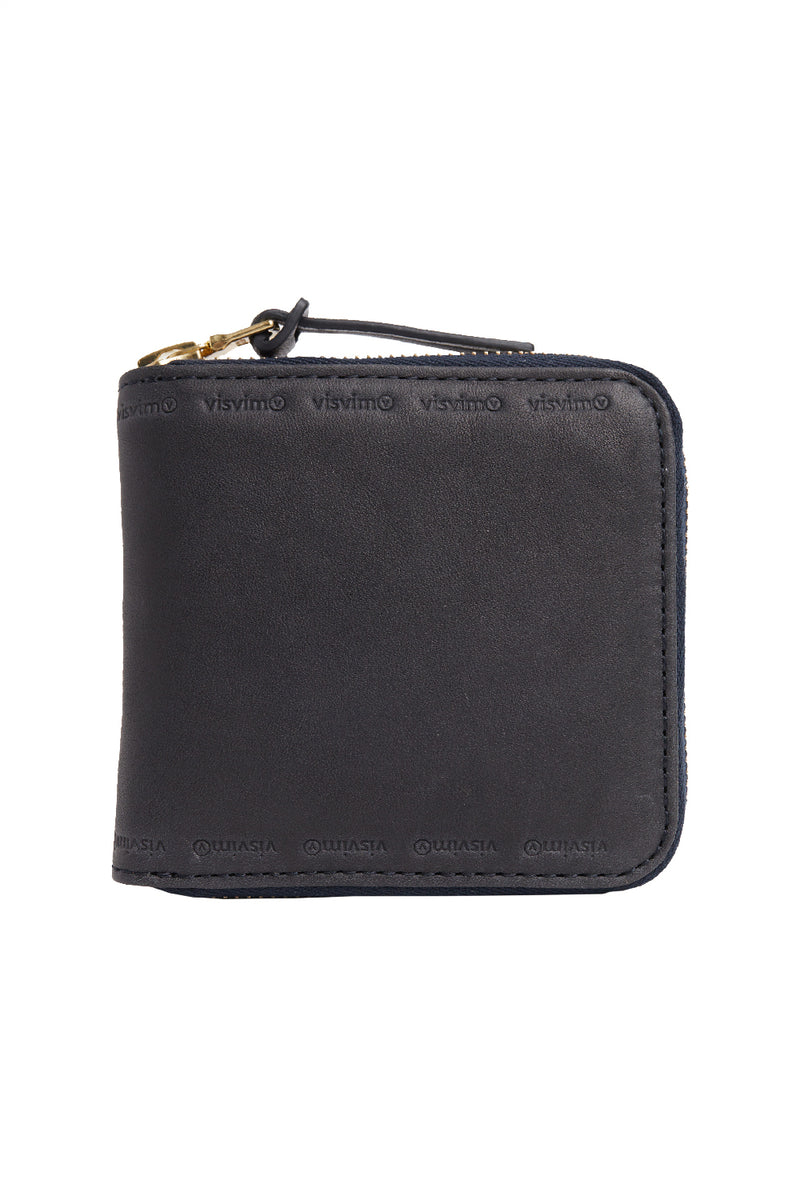 visvim Leather Bi-Fold 'Navy' | ROOTED