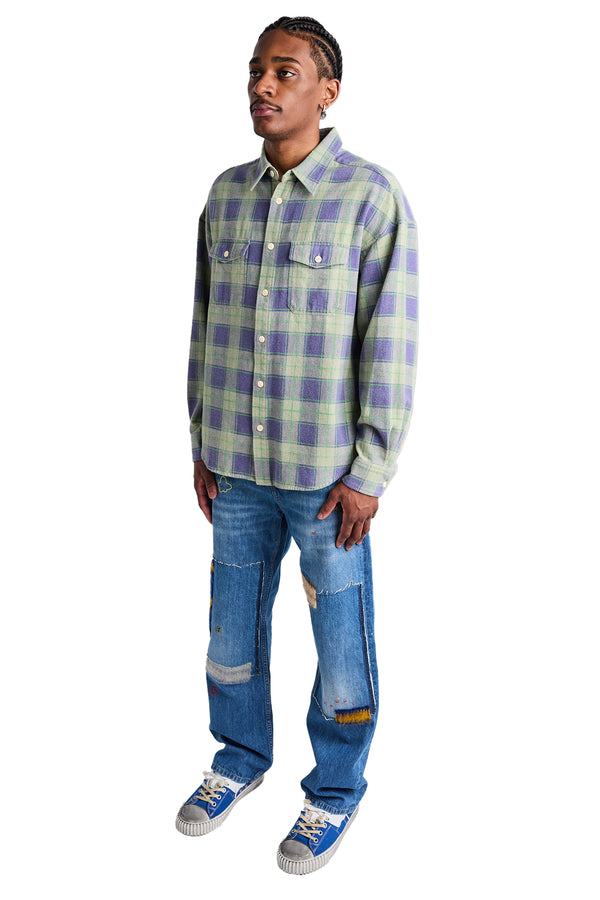 visvim Pioneer Khadi Check Shirt 'Green' - ROOTED