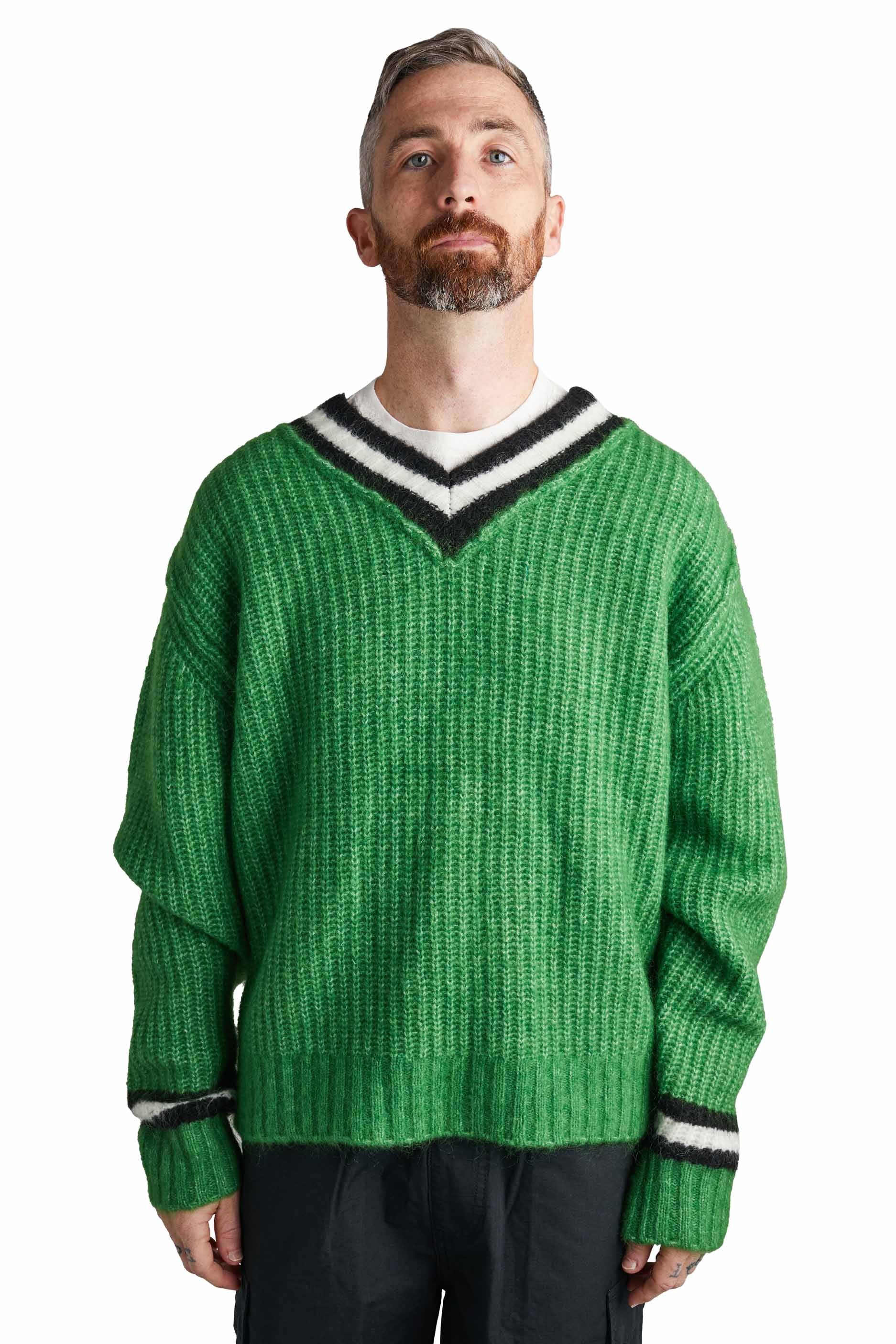 Stussy Mohair Tennis Sweater 'Green' | ROOTED