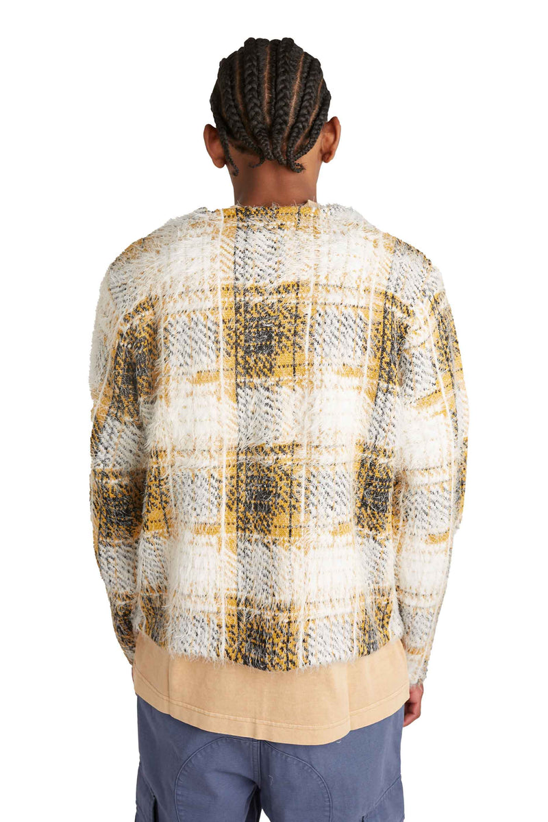 Stussy Mens Hairy Plaid Cardigan 'Gold' | ROOTED