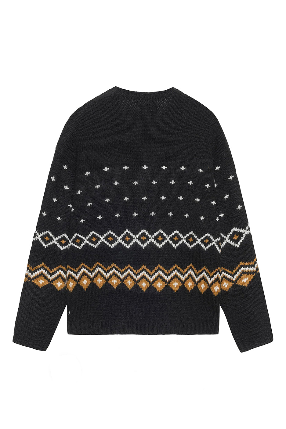 Stussy Roll V-Neck Fair Isle Sweater 'Charcoal'