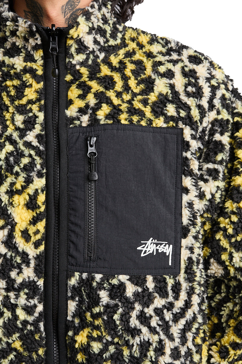 Stussy Sherpa Reversible Jacket 'Yellow Leopard' - ROOTED