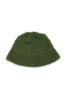 Stussy Cable Knit Bucket Hat 'Olive'