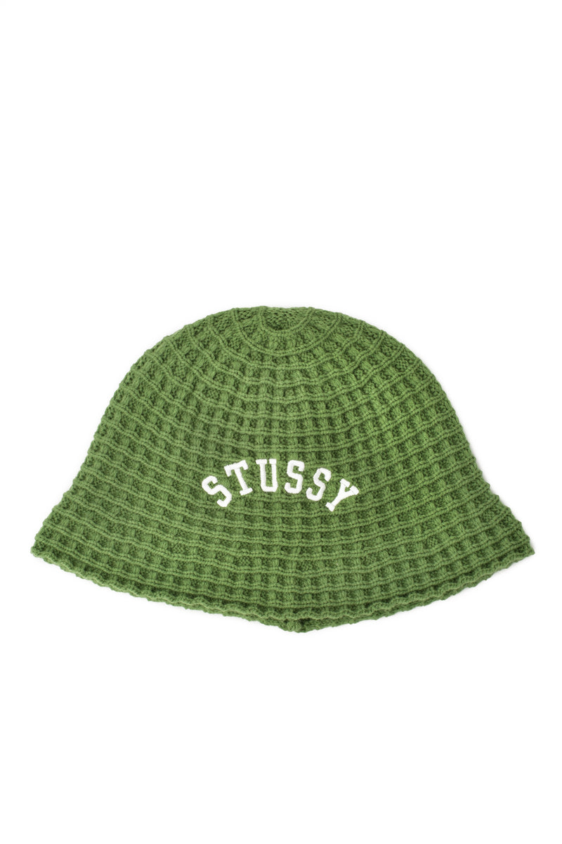 Stussy Waffle Knit Bucket Hat 'Green' | ROOTED