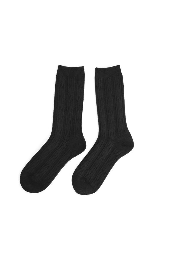 Stussy Cable Knit S Dress Socks 'Black' - ROOTED