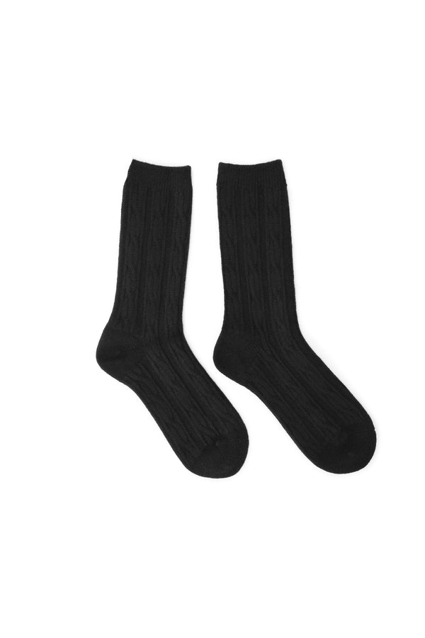 Stussy Cable Knit S Dress Socks 'Black' - ROOTED