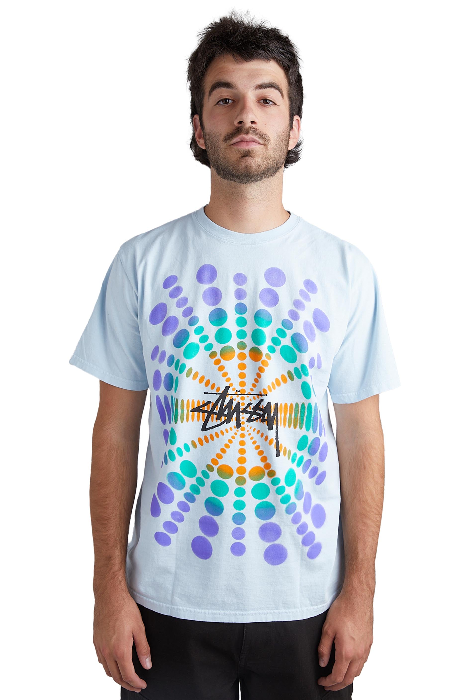 Stussy Mens Atticus Pigment Dyed Tee 'Sky Blue' | ROOTED